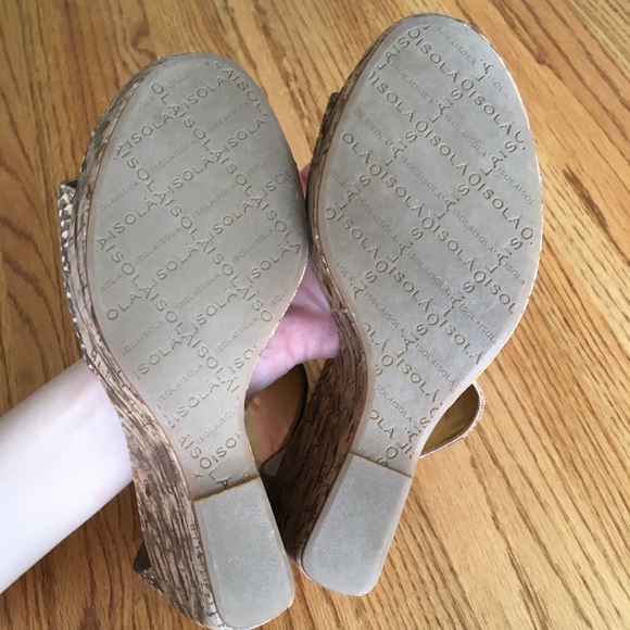 7M Isola Gold Cork Wedge Heels - Picture 8 of 12